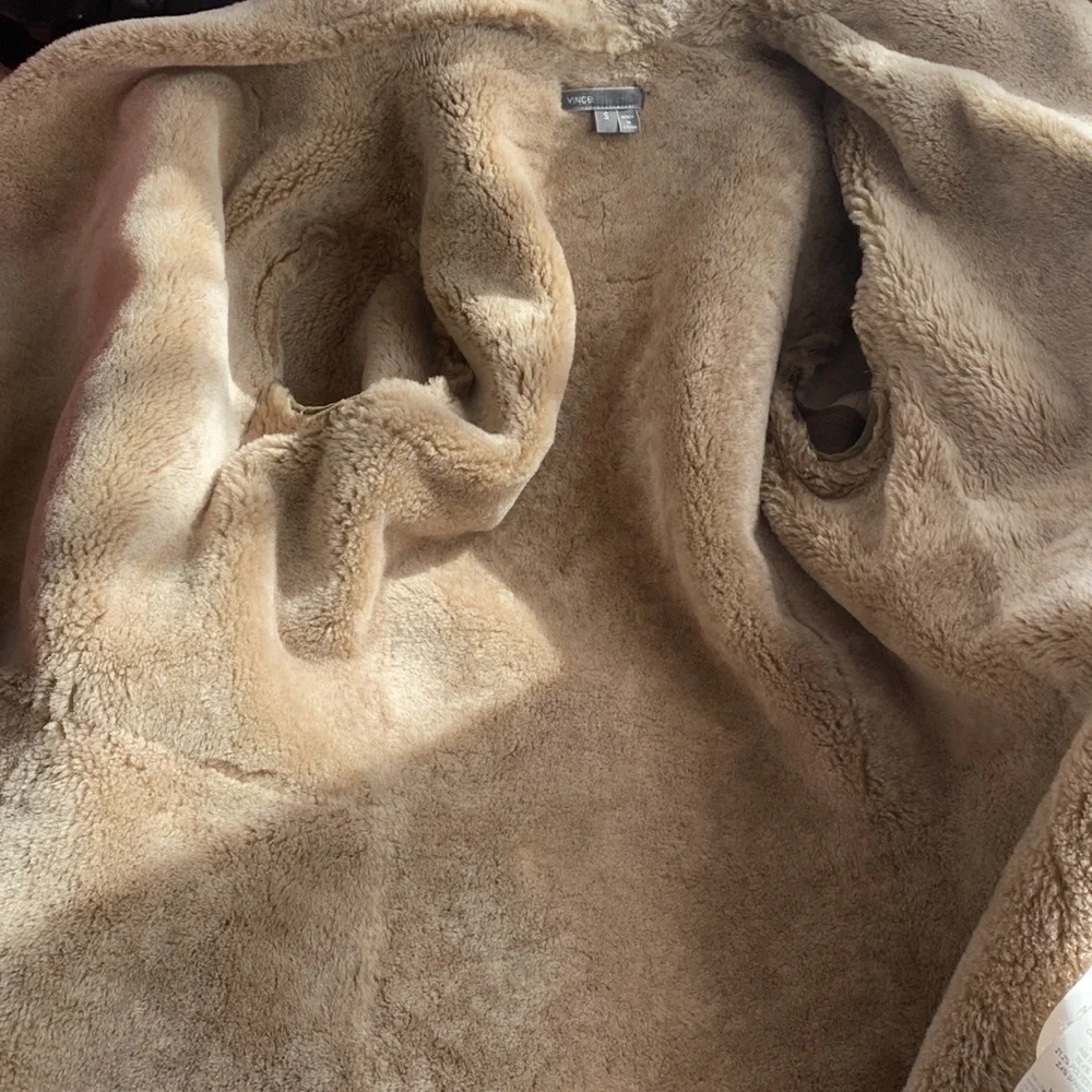Vince tan shearling draped open jacket - Picture 9 of 10